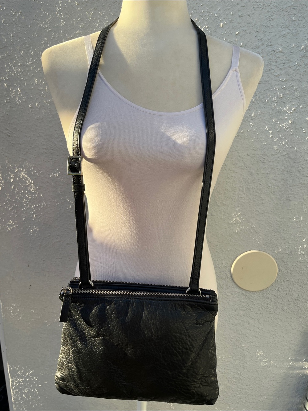 margot Black Leather Crossbody Shoulder Bag nwot